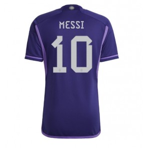 Argentyna Lionel Messi #10 Koszulka Wyjazdowych MŚ 2022 Krótki Rękaw
